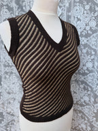 Rare Vintage 1970s Biba Gold Stripe Wool Vest