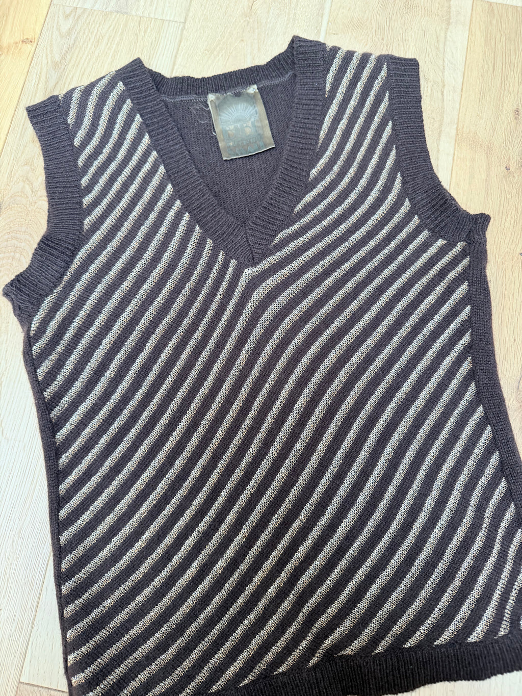 Rare Vintage 1970s Biba Gold Stripe Wool Vest