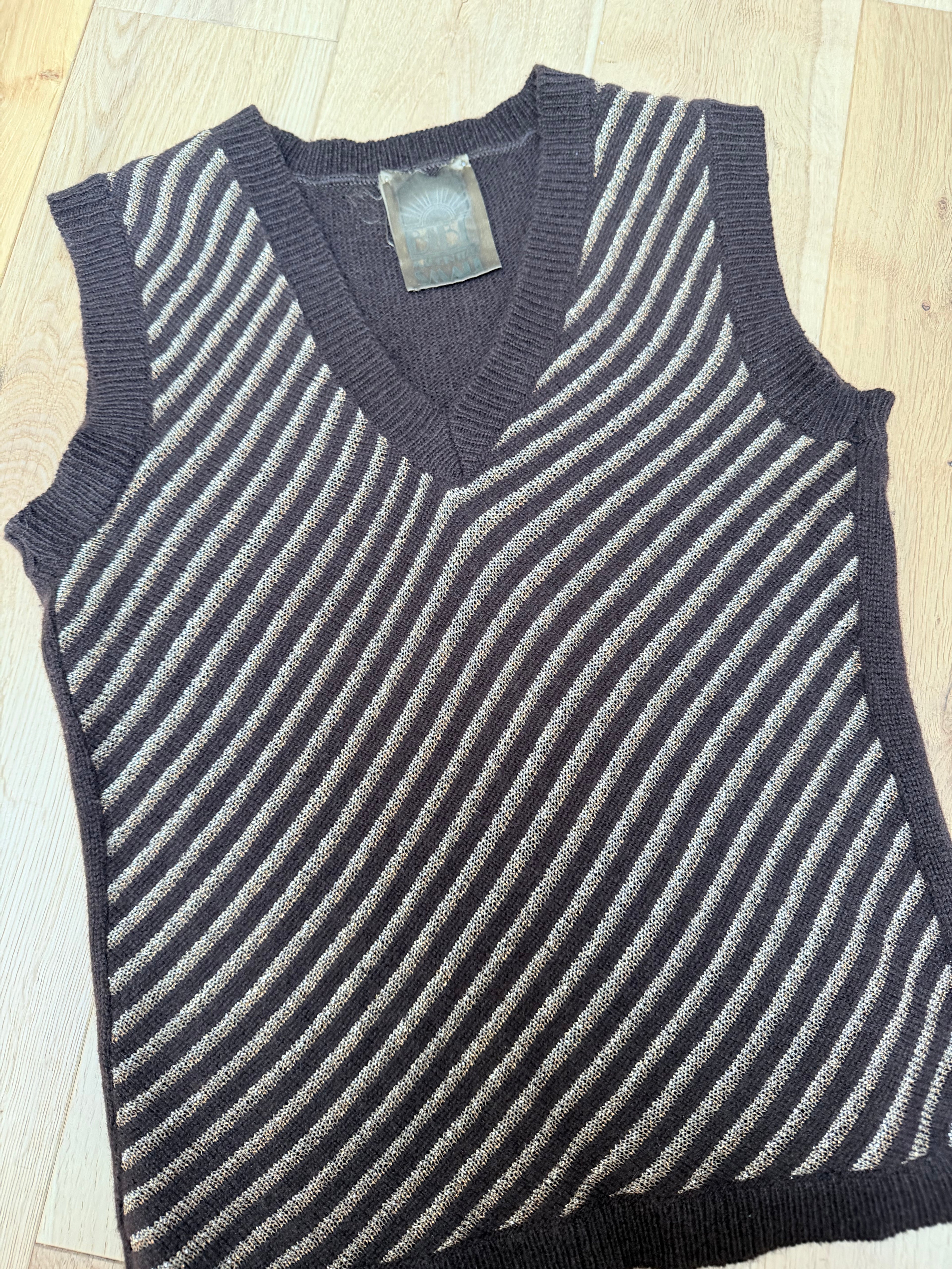 Rare Vintage 1970s Biba Gold Stripe Wool Vest