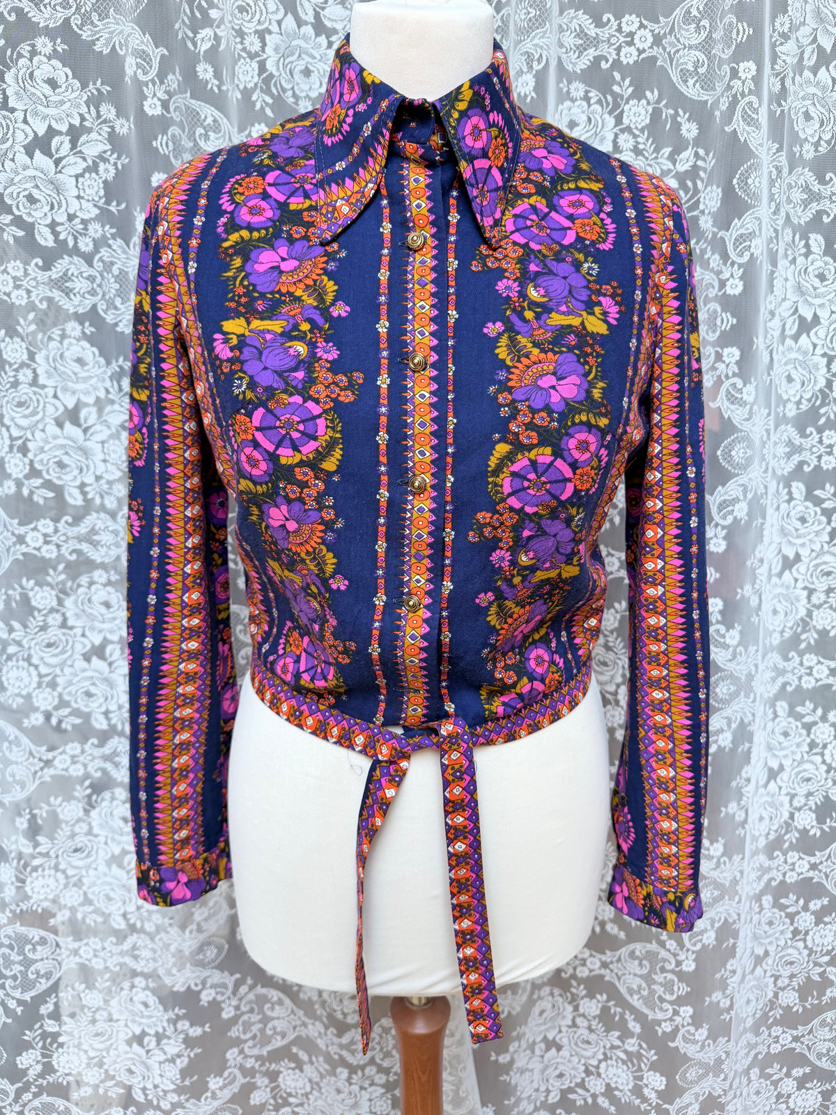 Rare Vintage 1960s/70s Hettlage Psychedelic Floral Dagger Collar Jacket