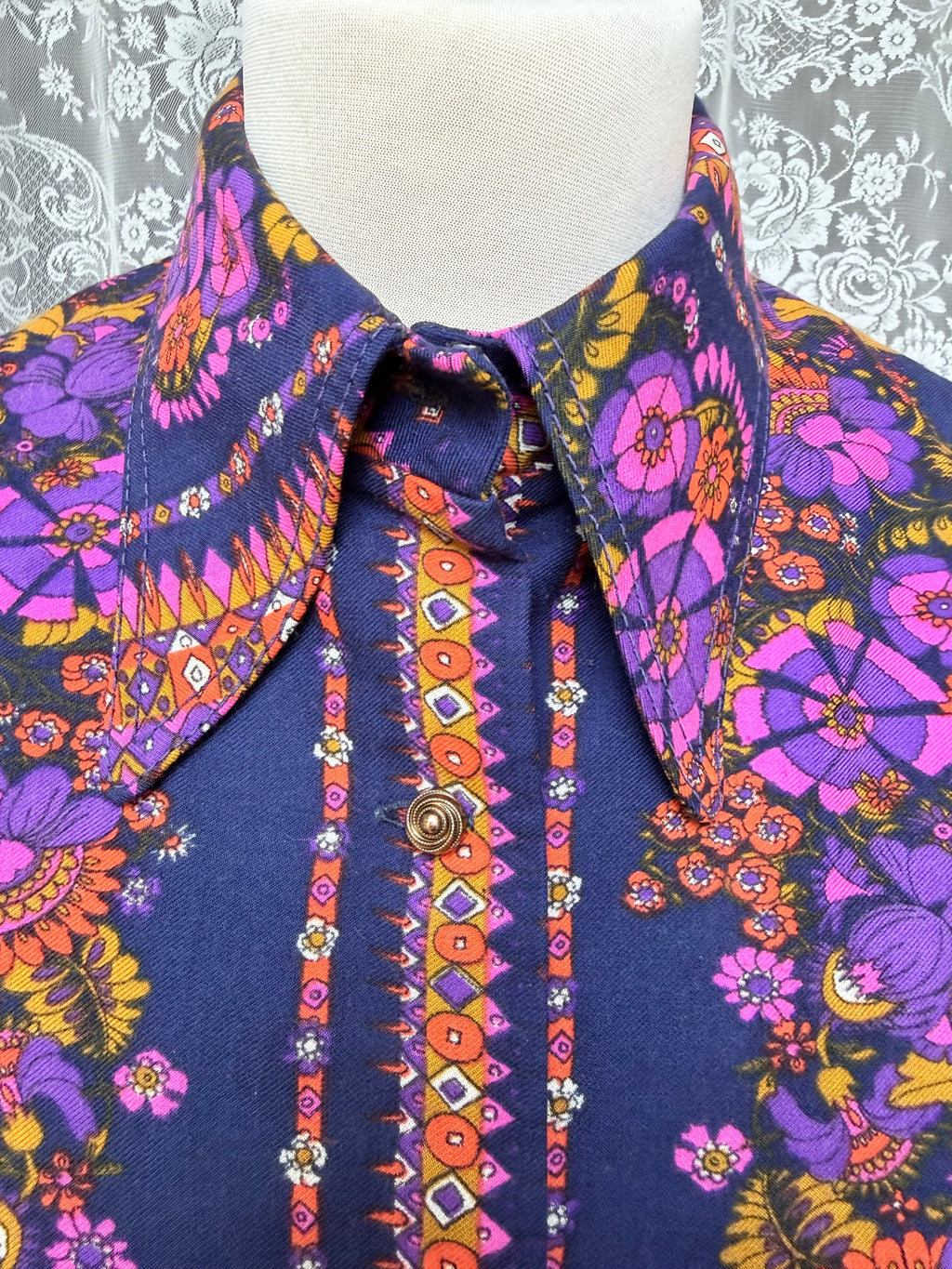 Rare Vintage 1960s/70s Hettlage Psychedelic Floral Dagger Collar Jacket