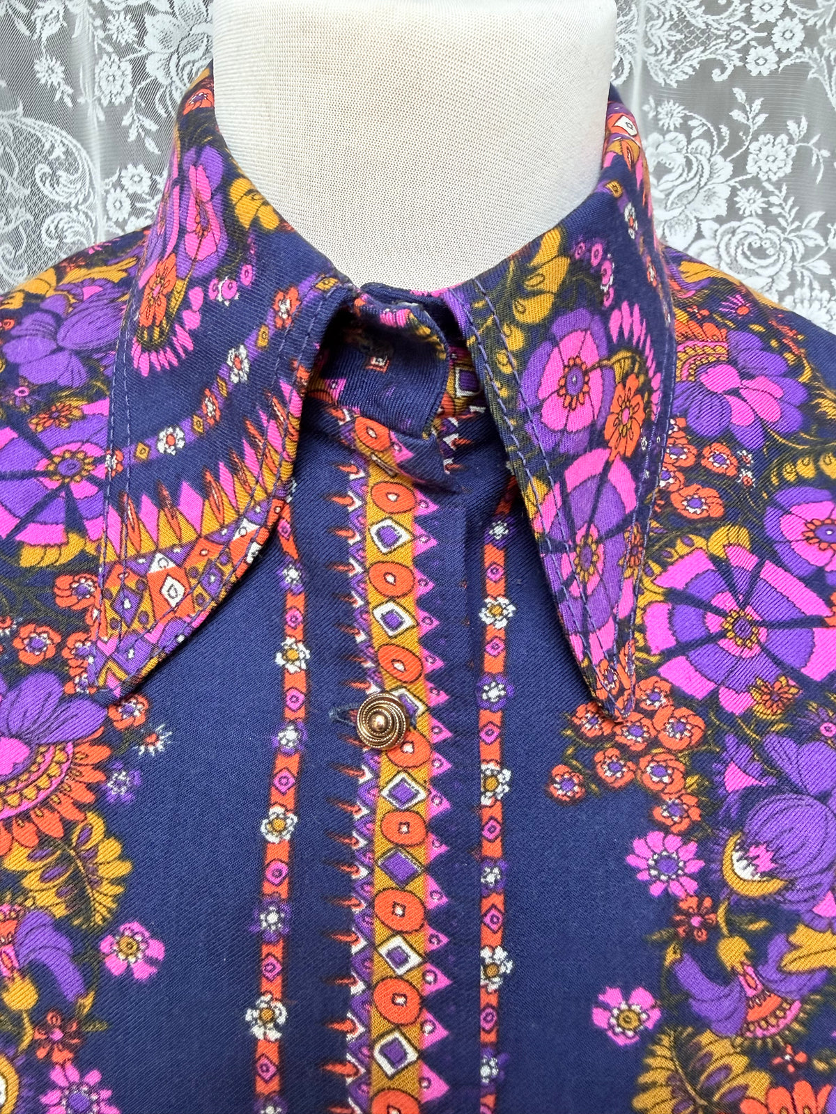 Rare Vintage 1960s/70s Hettlage Psychedelic Floral Dagger Collar Jacket