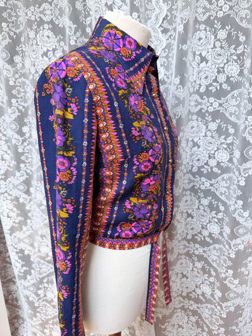Rare Vintage 1960s/70s Hettlage Psychedelic Floral Dagger Collar Jacket