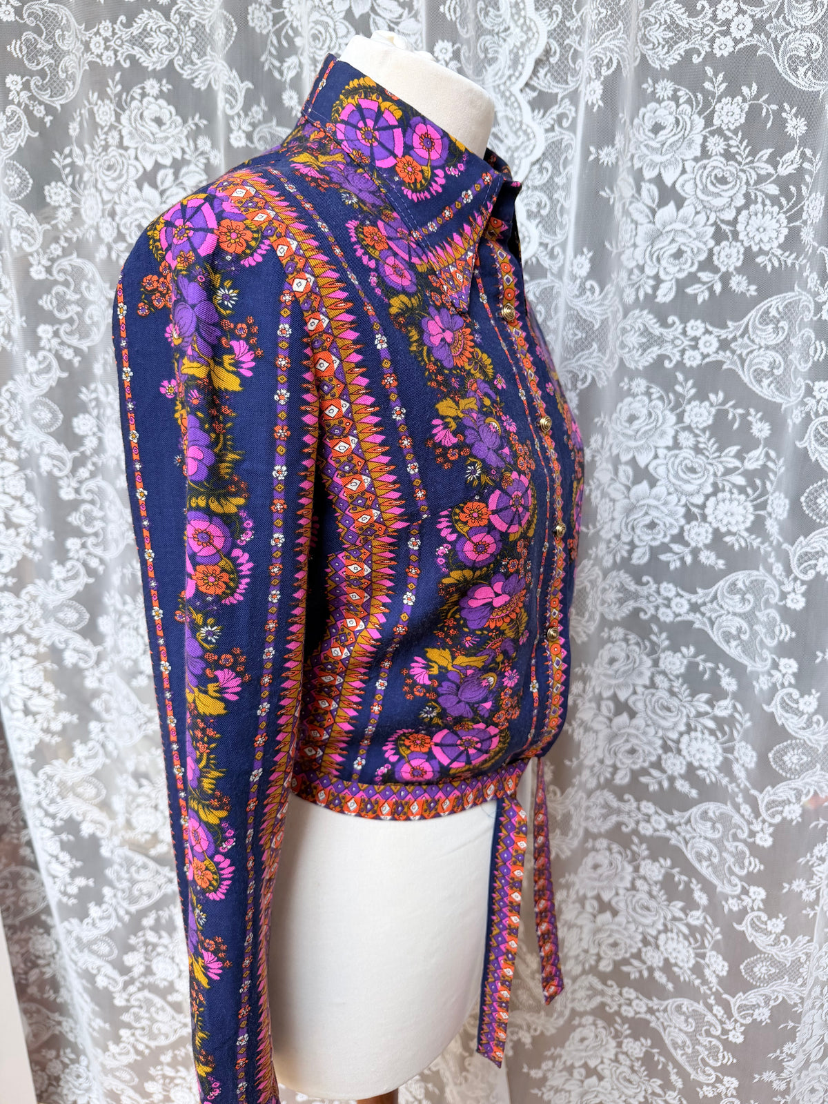 Rare Vintage 1960s/70s Hettlage Psychedelic Floral Dagger Collar Jacket