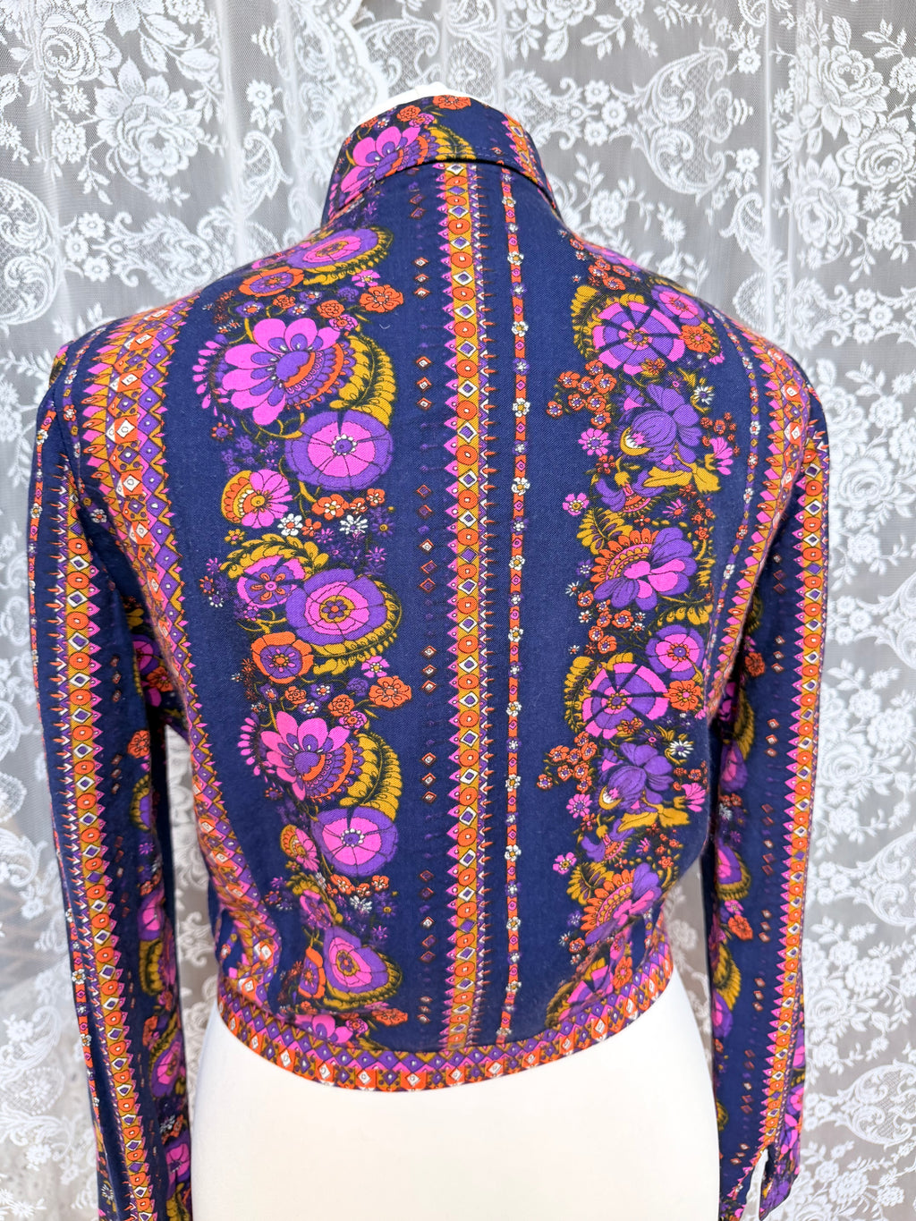 Rare Vintage 1960s/70s Hettlage Psychedelic Floral Dagger Collar Jacket