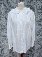 Romantic Revival: Vintage 1980s Laura Ashley Clown Shirt Peter Pan Collar