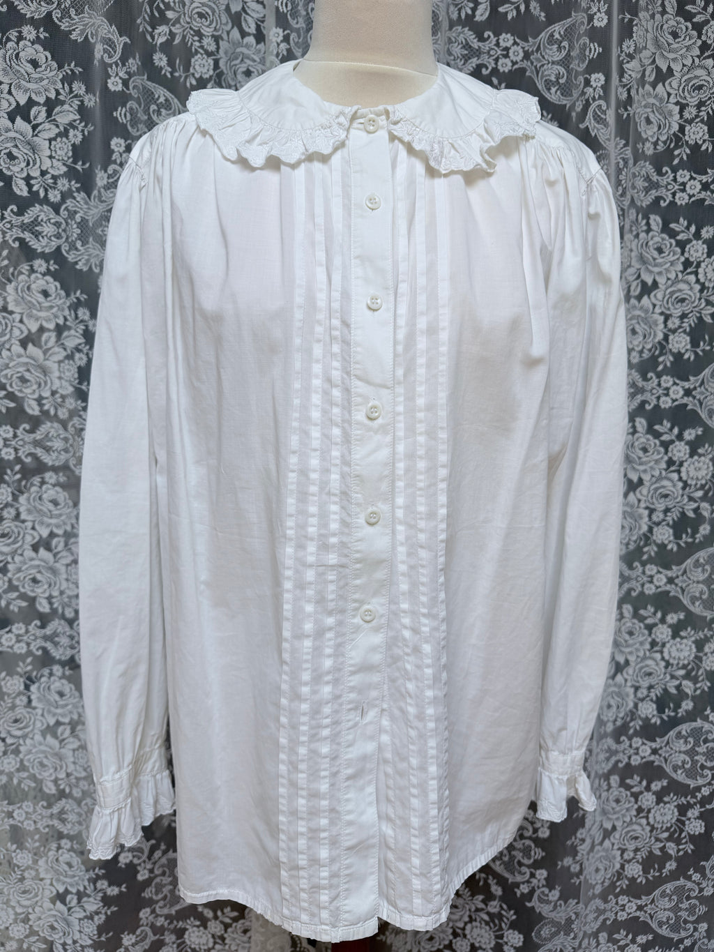 Romantic Revival: Vintage 1980s Laura Ashley Clown Shirt Peter Pan Collar