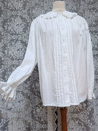 Romantic Revival: Vintage 1980s Laura Ashley Clown Shirt Peter Pan Collar