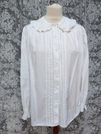 Romantic Revival: Vintage 1980s Laura Ashley Clown Shirt Peter Pan Collar
