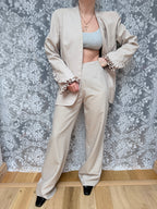 Rare Vintage 1990s/Y2K Thierry Mugler Cream Women's Two-Piece Suit