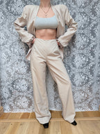 Rare Vintage 1990s/Y2K Thierry Mugler Cream Women's Two-Piece Suit