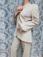 Rare Vintage 1990s/Y2K Thierry Mugler Cream Women's Two-Piece Suit