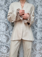 Rare Vintage 1990s/Y2K Thierry Mugler Cream Women's Two-Piece Suit