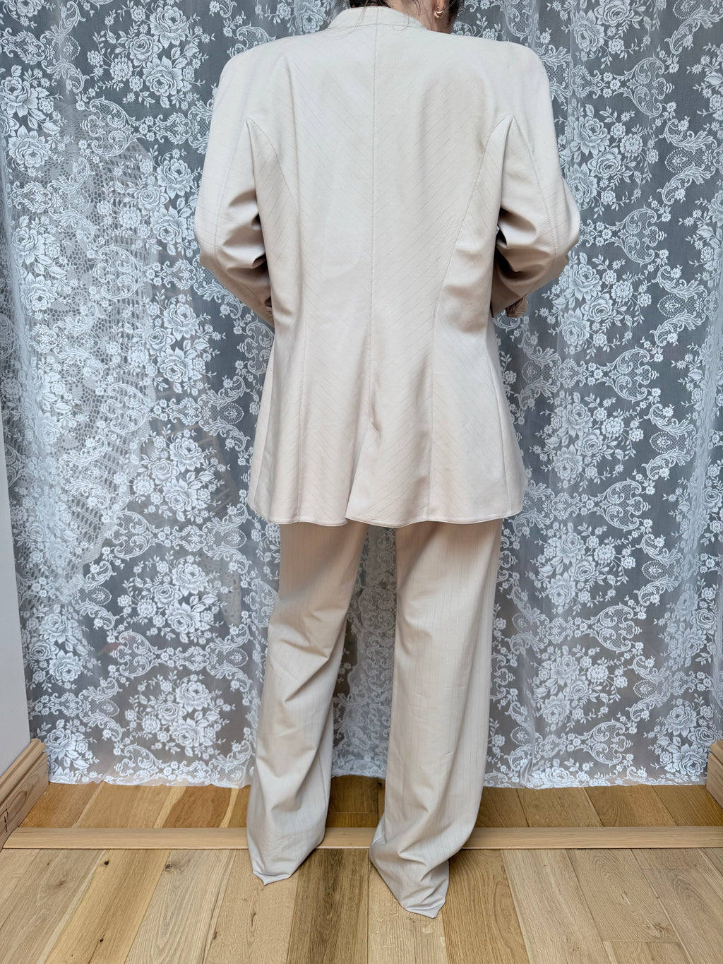 Rare Vintage 1990s/Y2K Thierry Mugler Cream Women's Two-Piece Suit
