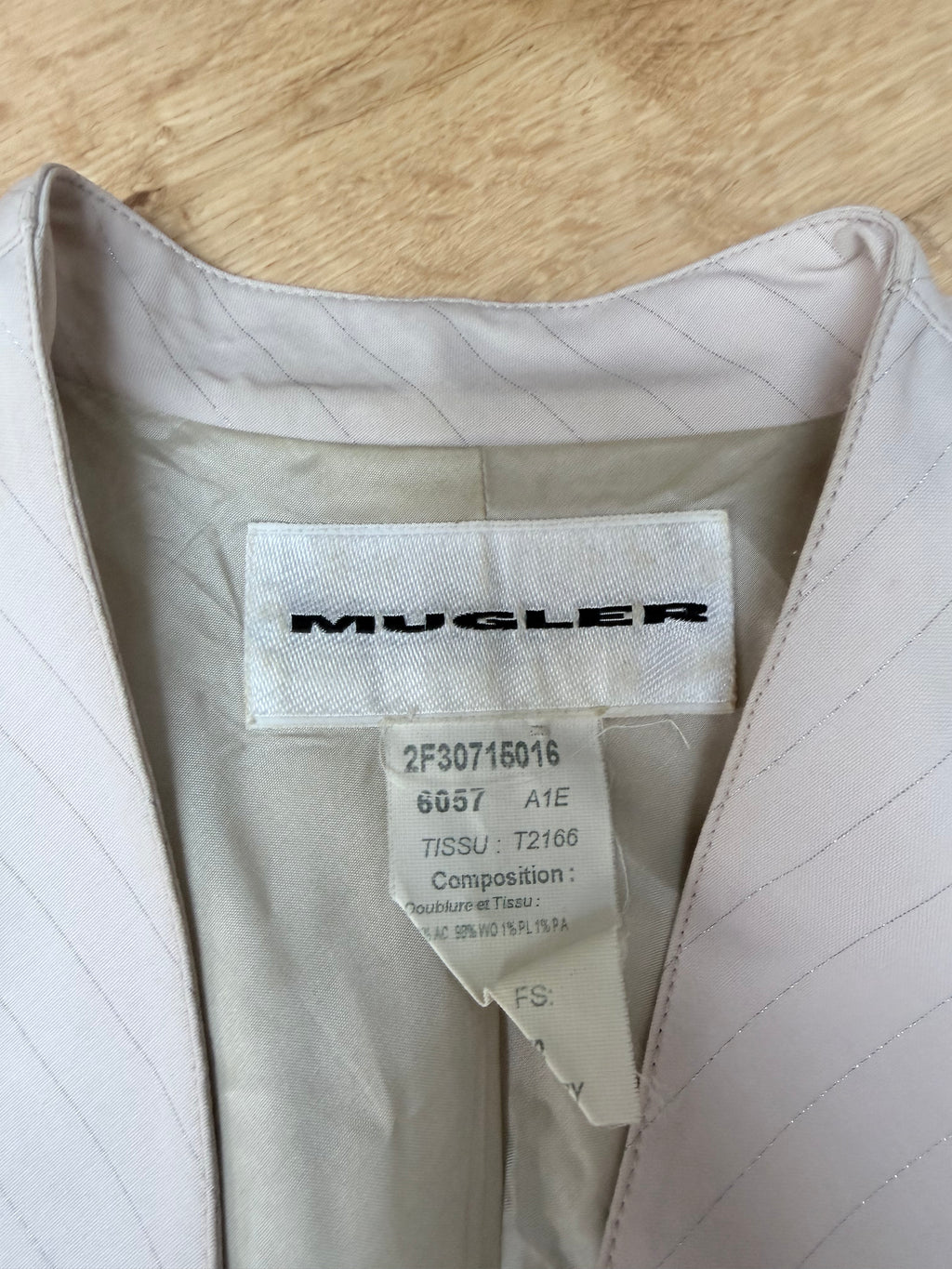 Rare Vintage 1990s/Y2K Thierry Mugler Cream Women's Two-Piece Suit