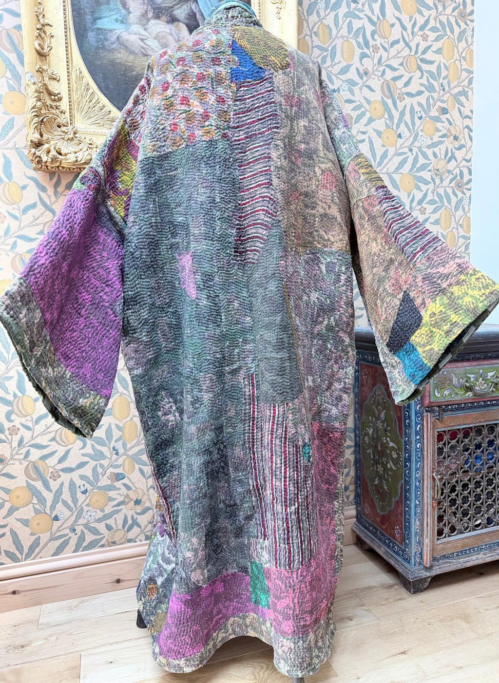 Woodstock Long #3 Vintage Cotton Kantha Jacket | Traditionally Made & Upcycled