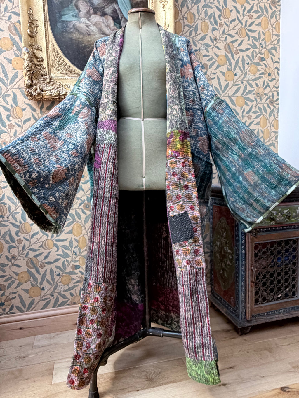 Woodstock Long #3 Vintage Cotton Kantha Jacket | Traditionally Made & Upcycled