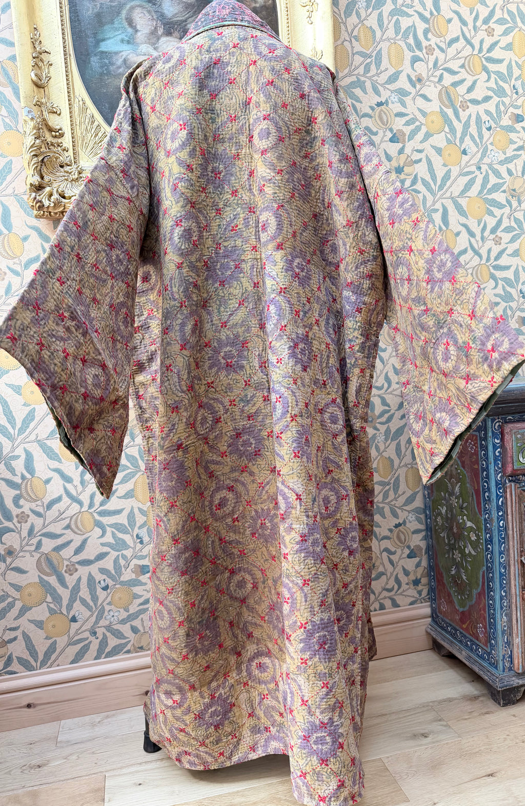 Woodstock Long #5 Vintage Cotton Kantha Jacket | Traditionally Made & Upcycled