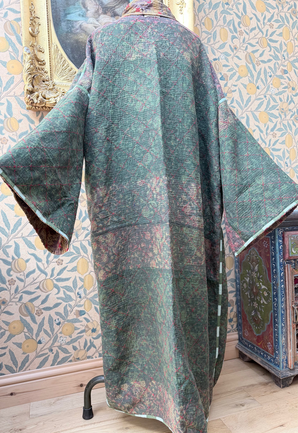 Woodstock Long #5 Vintage Cotton Kantha Jacket | Traditionally Made & Upcycled