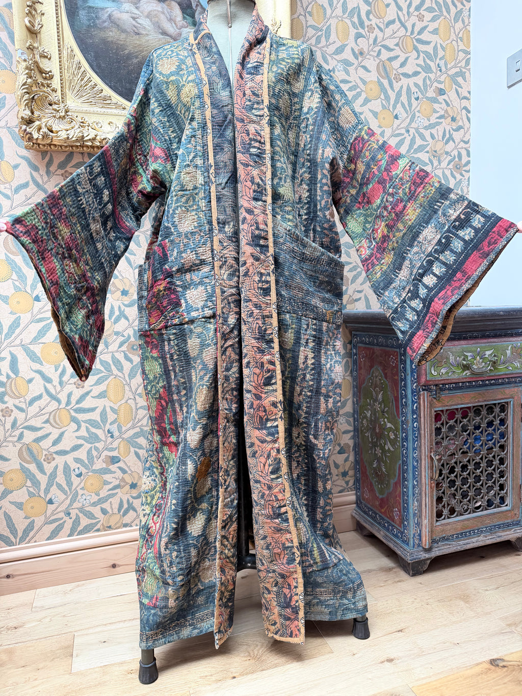 Woodstock Long #2 Vintage Cotton Kantha Jacket | Traditionally Made & Upcycled