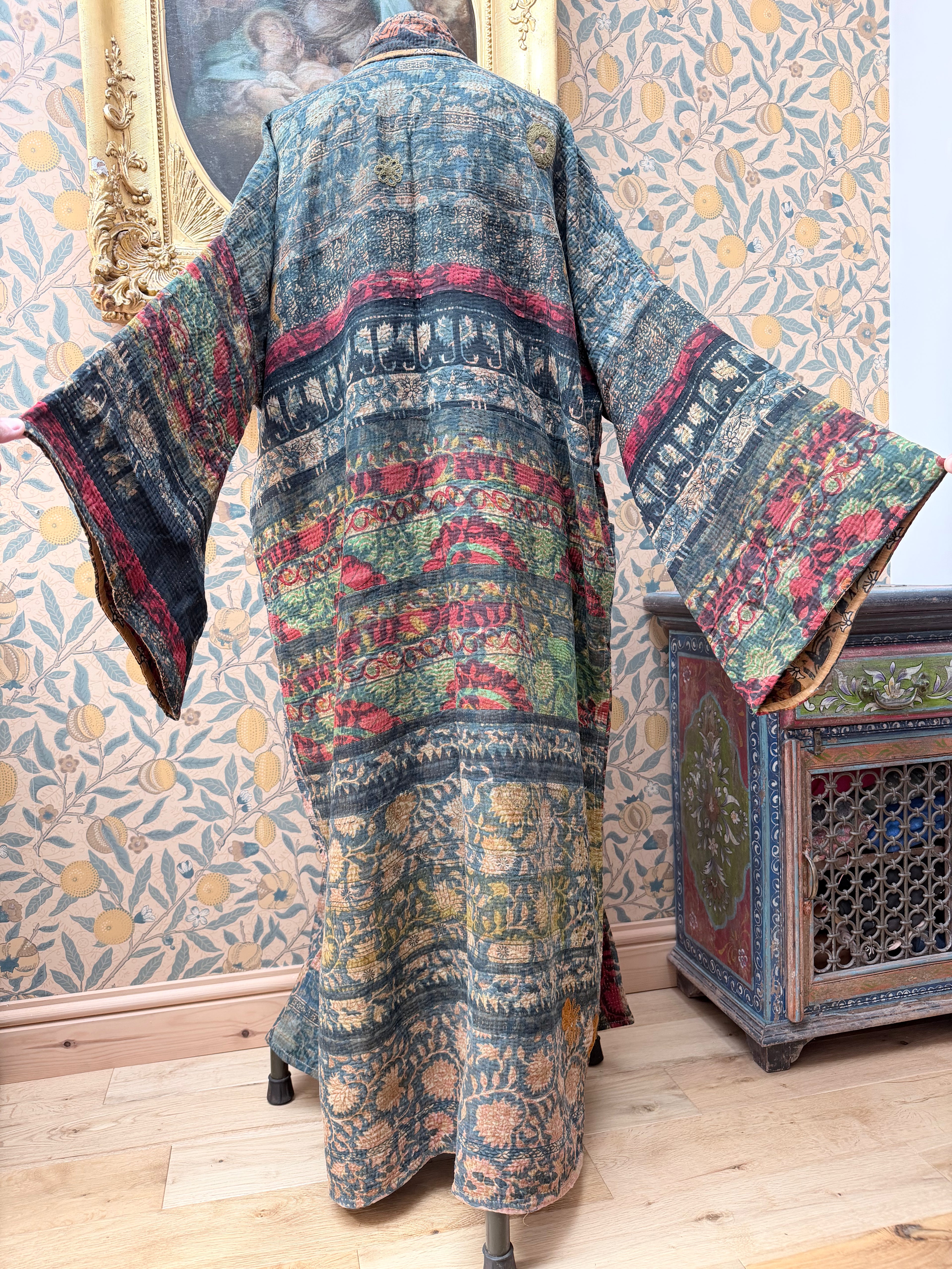 Woodstock Long #2 Vintage Cotton Kantha Jacket | Traditionally Made & Upcycled