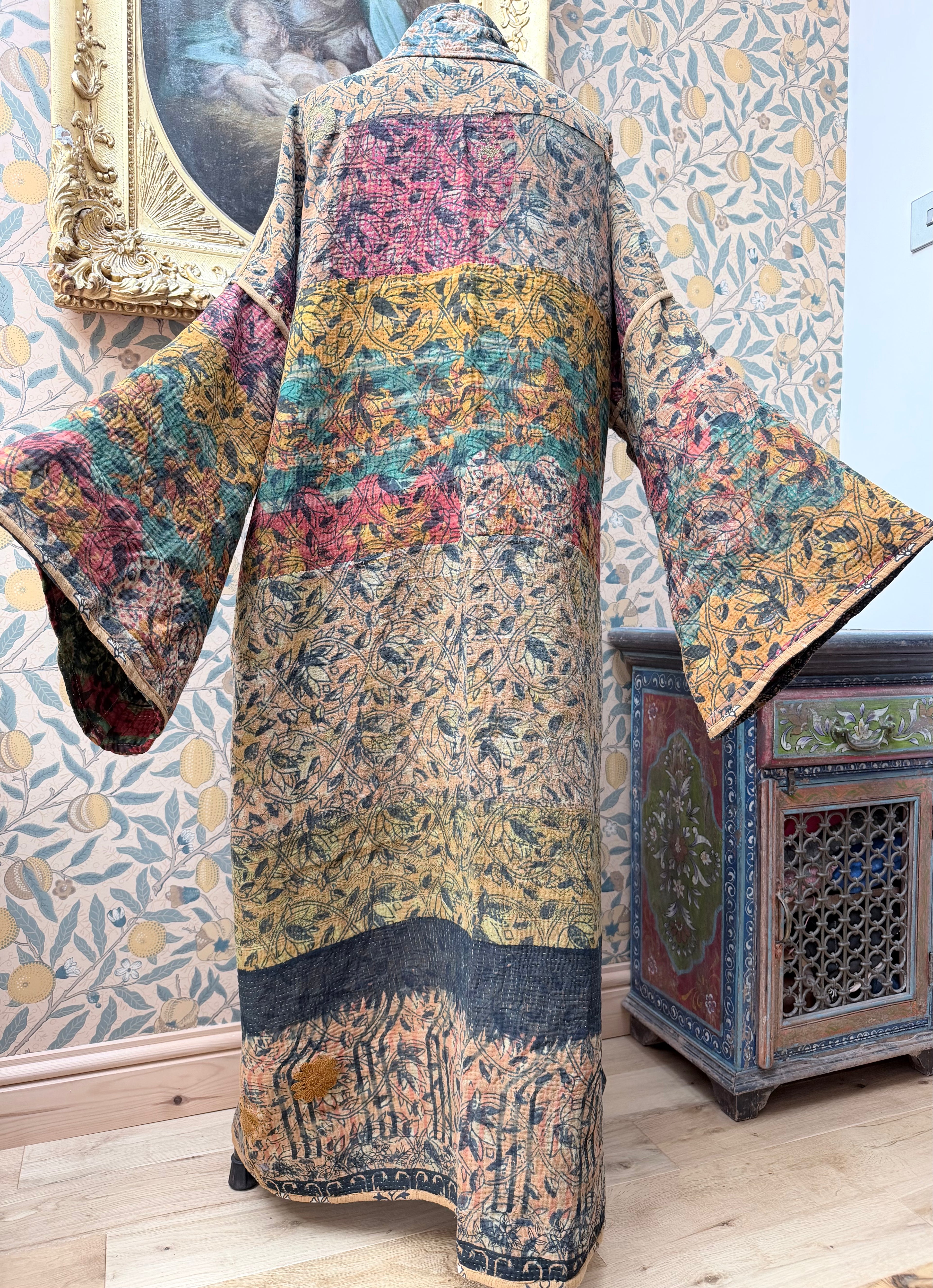 Woodstock Long #2 Vintage Cotton Kantha Jacket | Traditionally Made & Upcycled