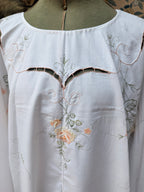Vintage 1960s Floral Embroidery Bell Sleeve Handmade Mini Dress