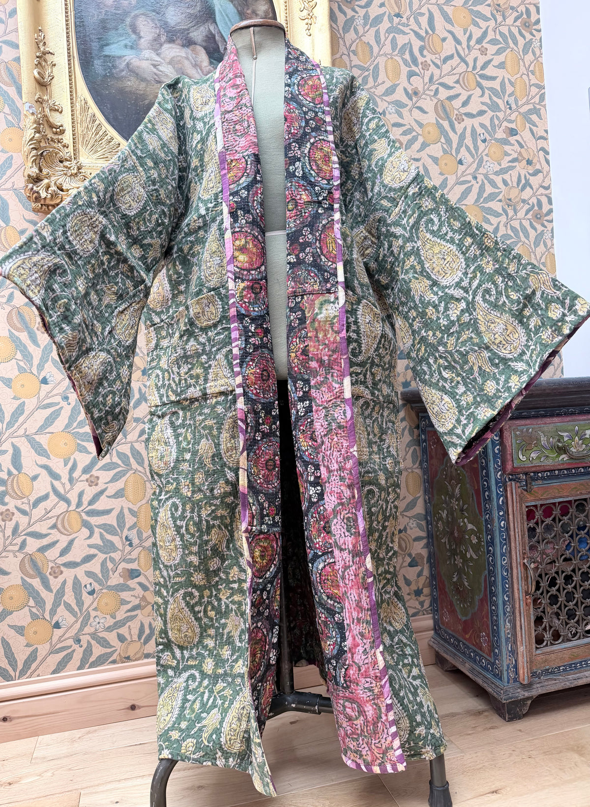 Woodstock Long #1 Vintage Cotton Kantha Jacket | Traditionally Made & Upcycled