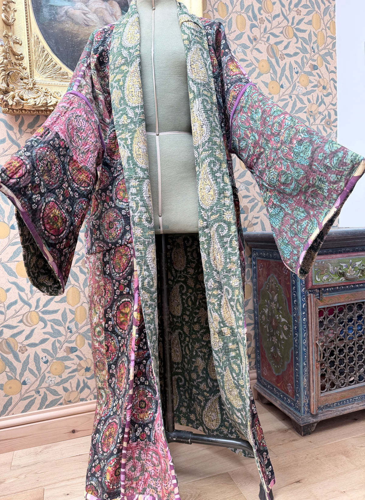 Woodstock Long #1 Vintage Cotton Kantha Jacket | Traditionally Made & Upcycled