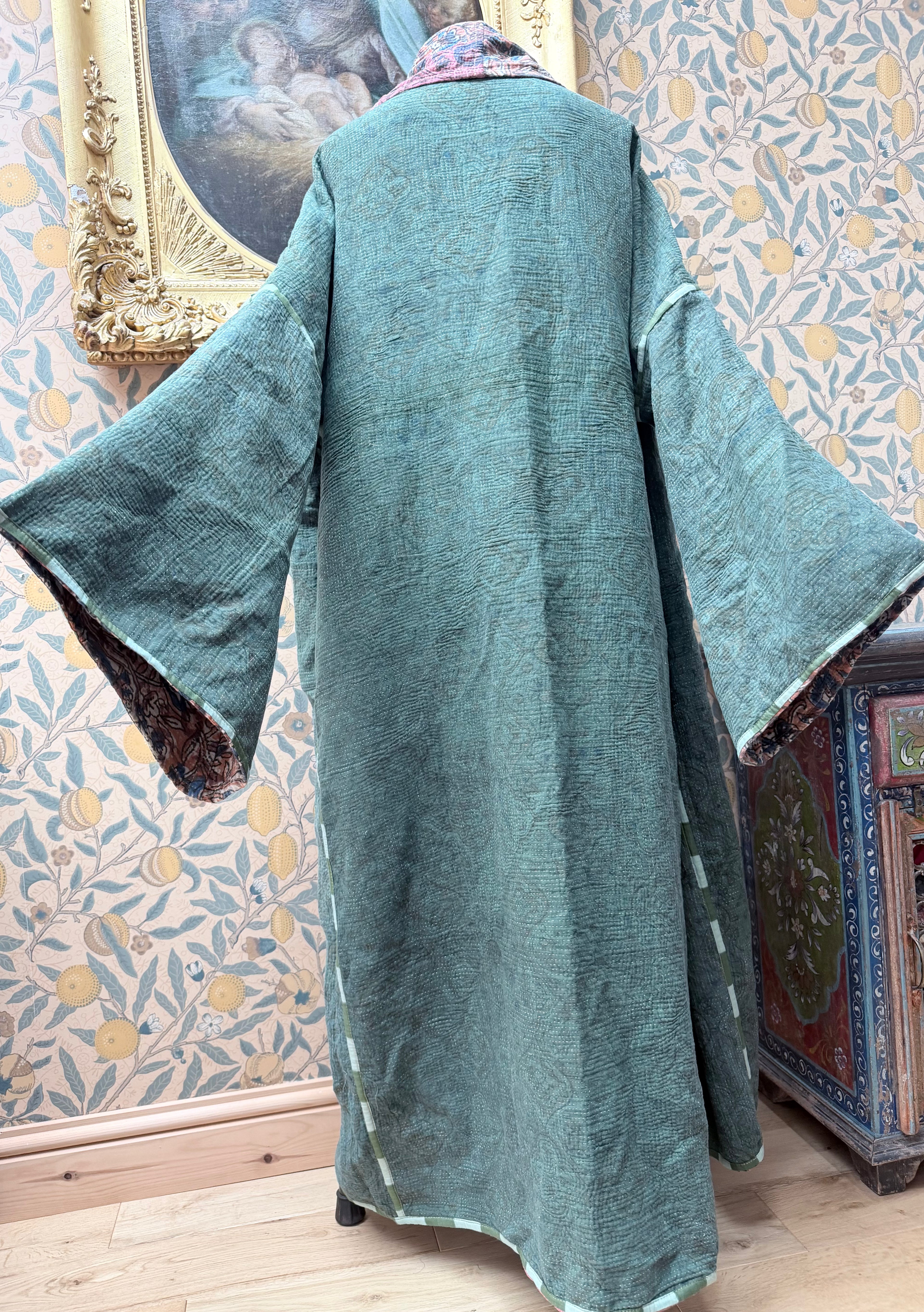 Woodstock Long #6 Vintage Cotton Kantha Jacket | Traditionally Made & Upcycled