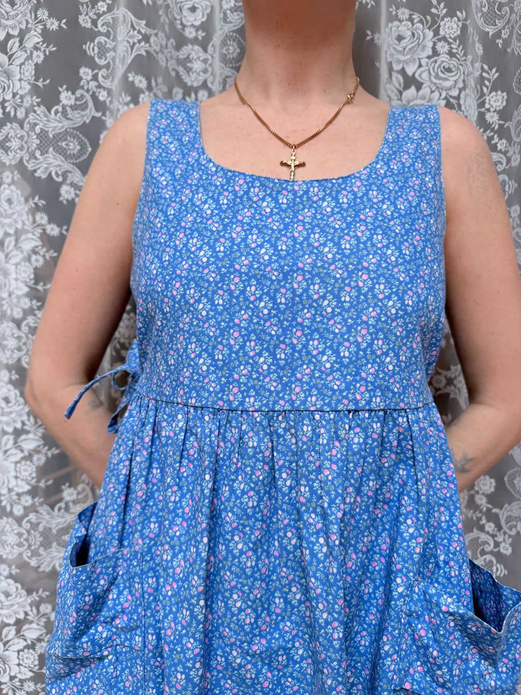Summer Smiles: Vintage 1980s Laura Ashley Ditsy Print Pinafore Dress
