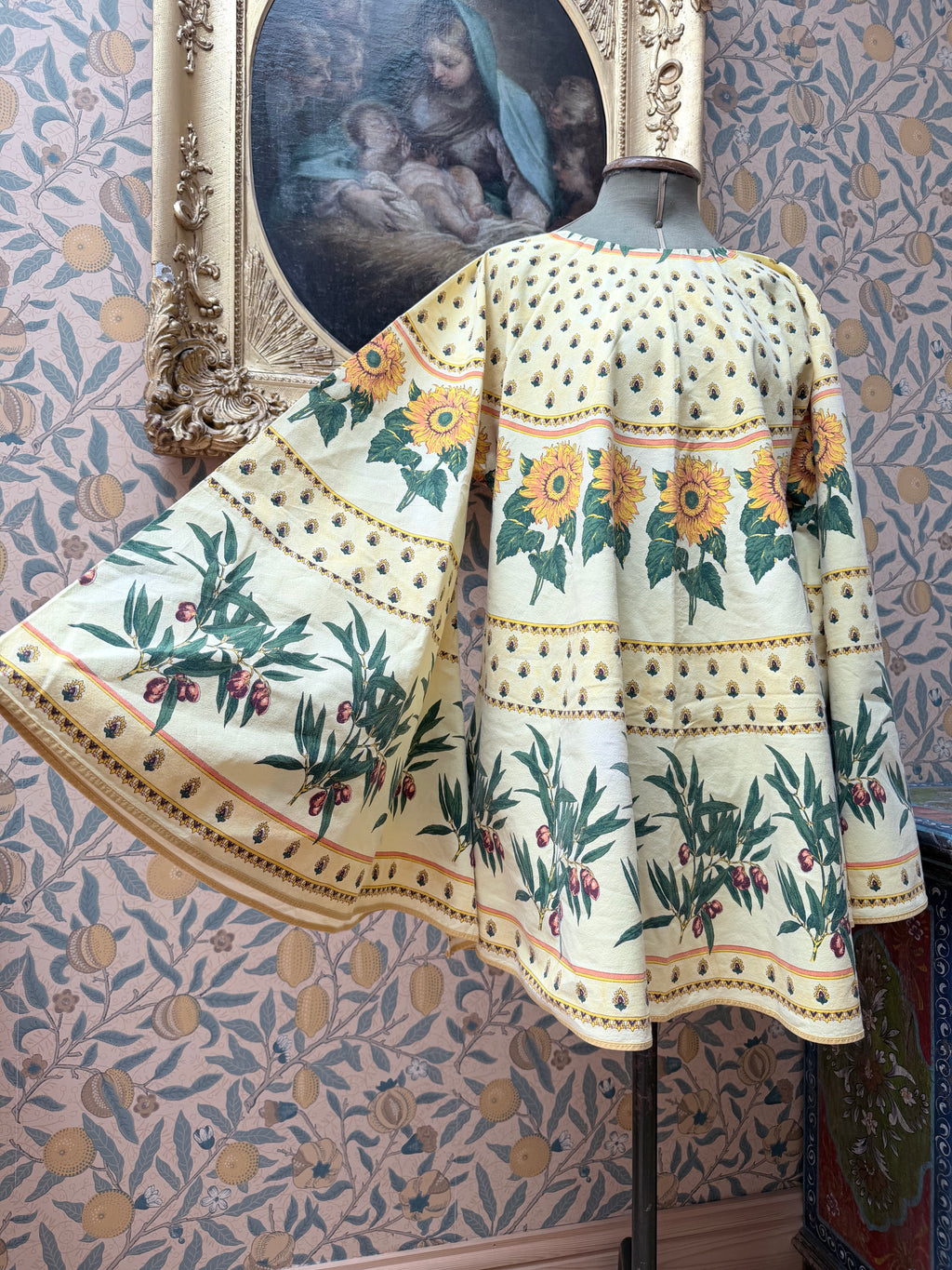Vintage Sunflower Block Print Handmade Festival Mini Dress