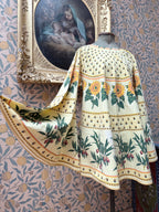 Vintage Sunflower Block Print Handmade Festival Mini Dress