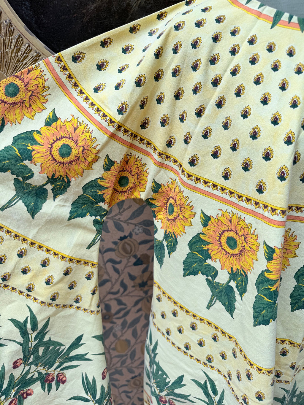 Vintage Sunflower Block Print Handmade Festival Mini Dress