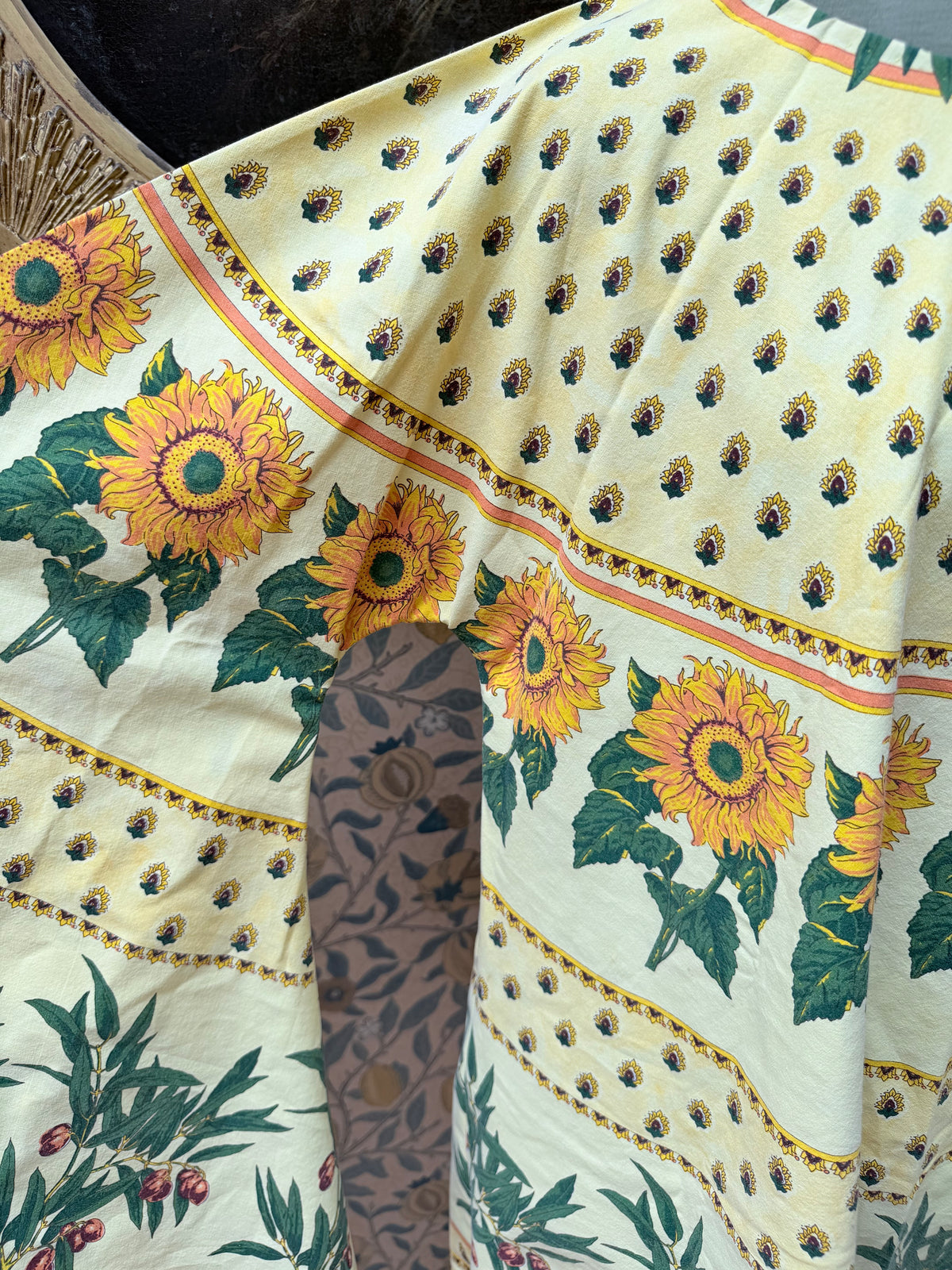 Vintage Sunflower Block Print Handmade Festival Mini Dress