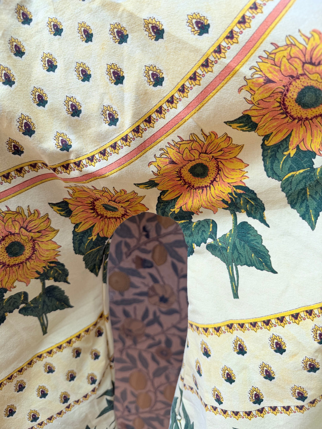 Vintage Sunflower Block Print Handmade Festival Mini Dress