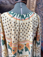 Vintage Sunflower Block Print Handmade Festival Mini Dress