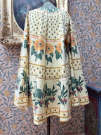 Vintage Sunflower Block Print Handmade Festival Mini Dress