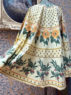 Vintage Sunflower Block Print Handmade Festival Mini Dress