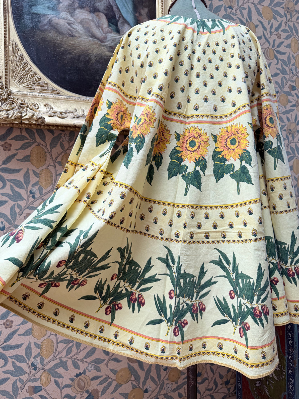 Vintage Sunflower Block Print Handmade Festival Mini Dress