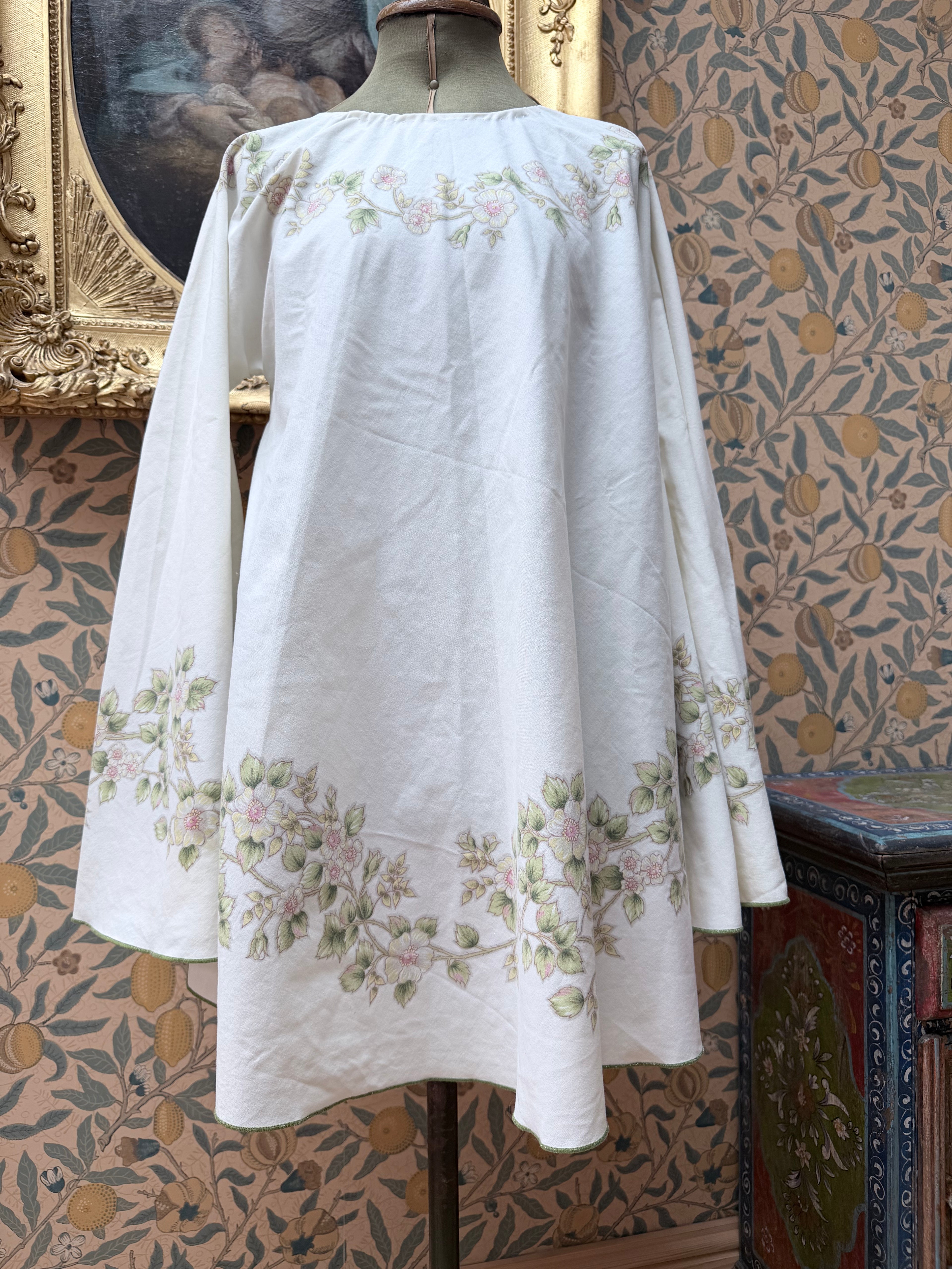 Vintage 1970s Bell Sleeve Floral Handmade Festival Mini Dress
