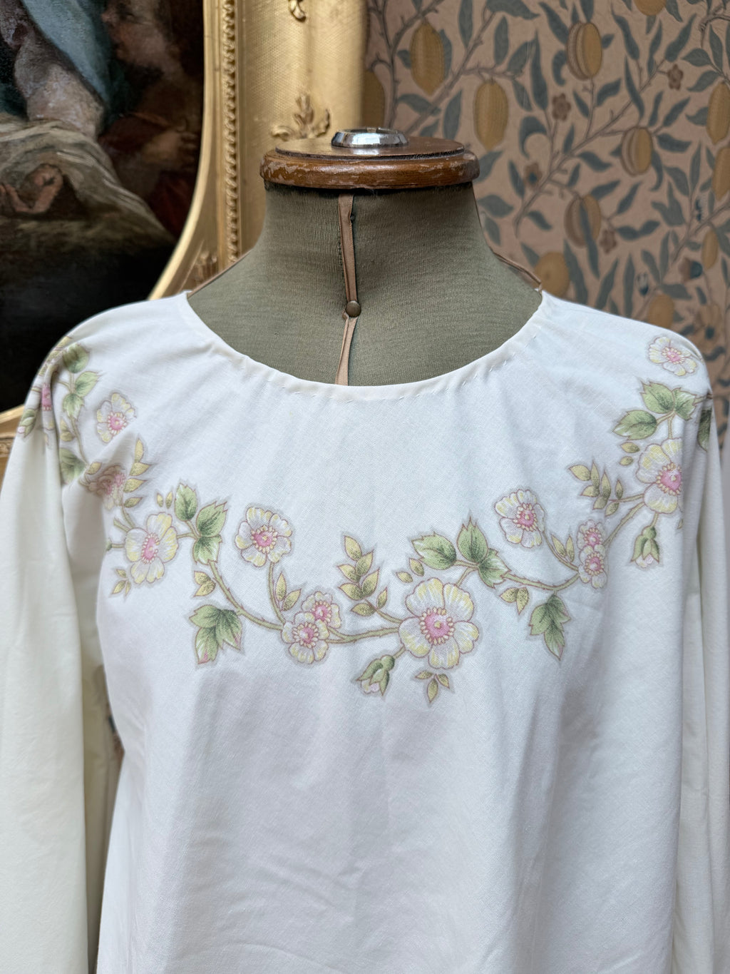 Vintage 1970s Bell Sleeve Floral Handmade Festival Mini Dress