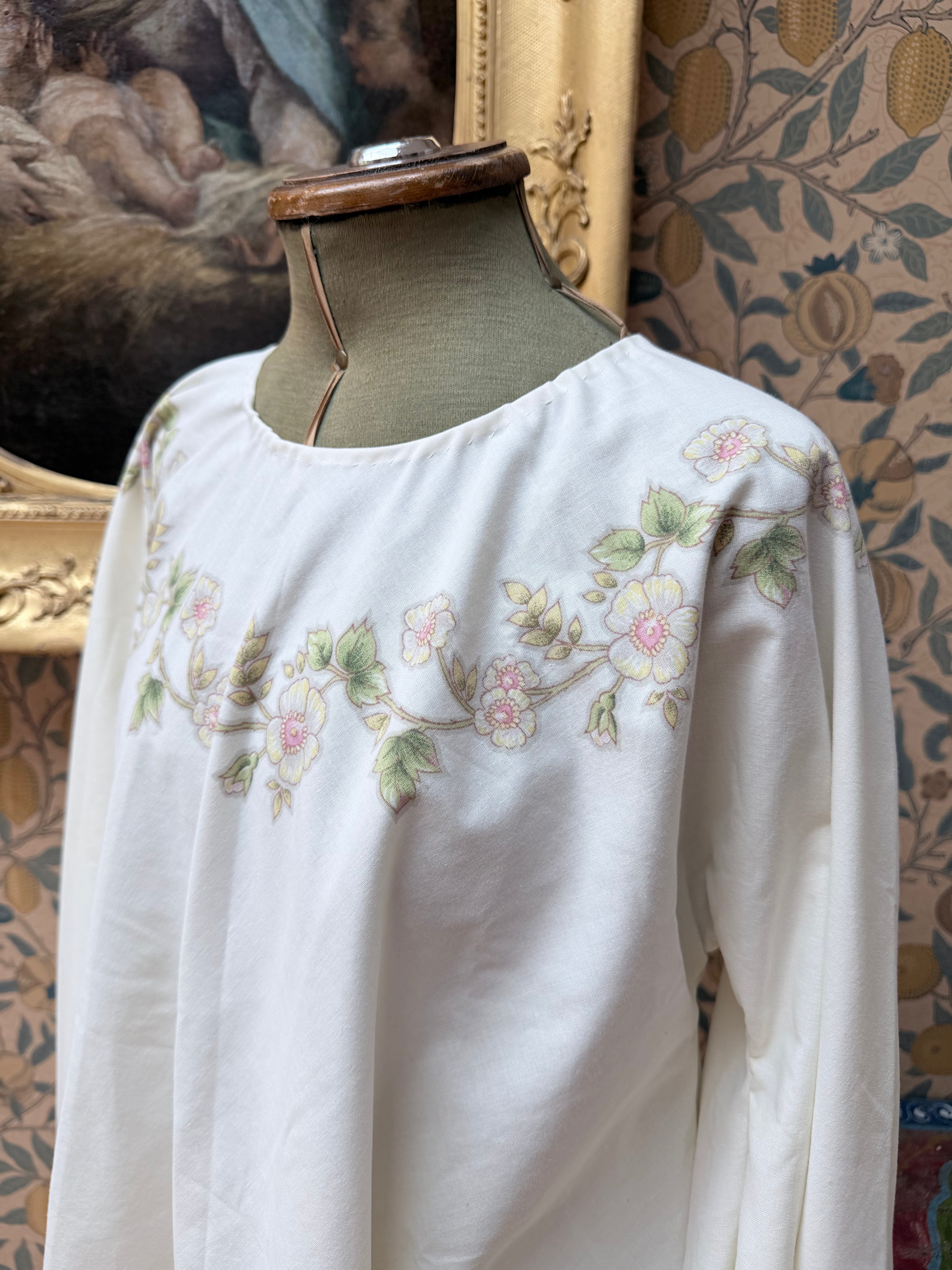 Vintage 1970s Bell Sleeve Floral Handmade Festival Mini Dress