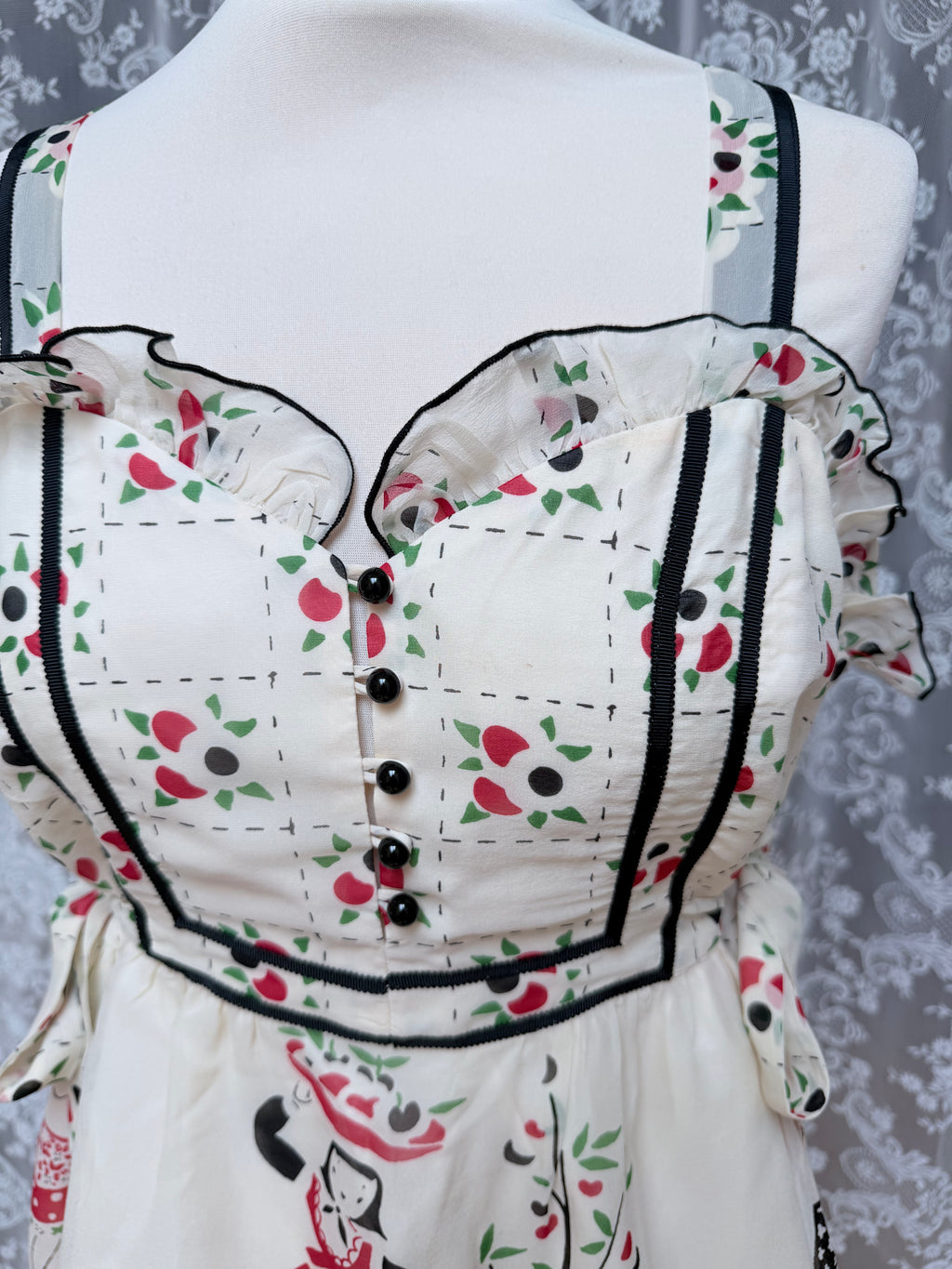 Rare Anna Sui Y2K Silk Folk Art Peplum Top | Catwalk Piece