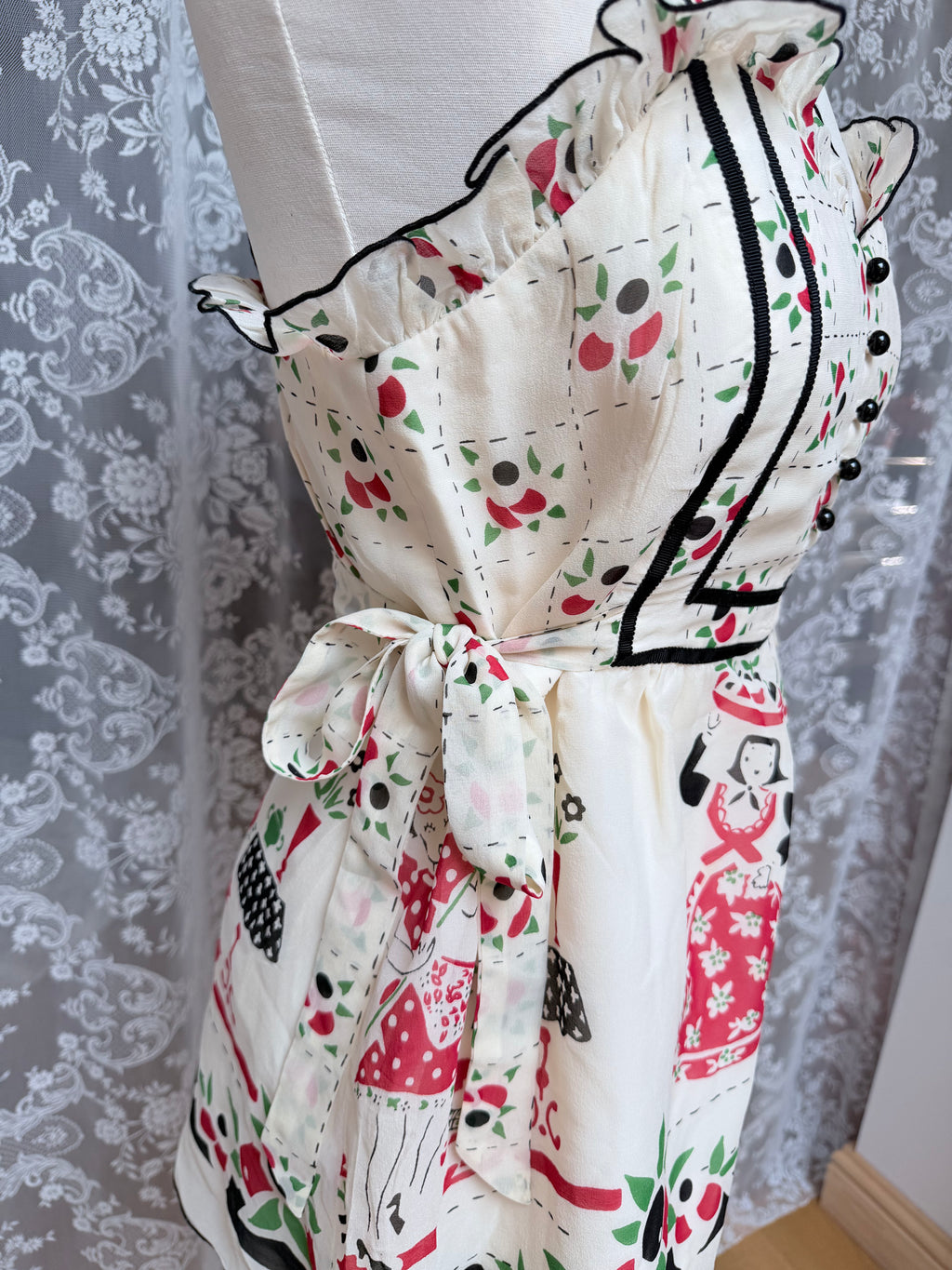 Rare Anna Sui Y2K Silk Folk Art Peplum Top | Catwalk Piece