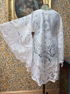 White Vintage Lace Bell Sleeve Festival Mini Dress