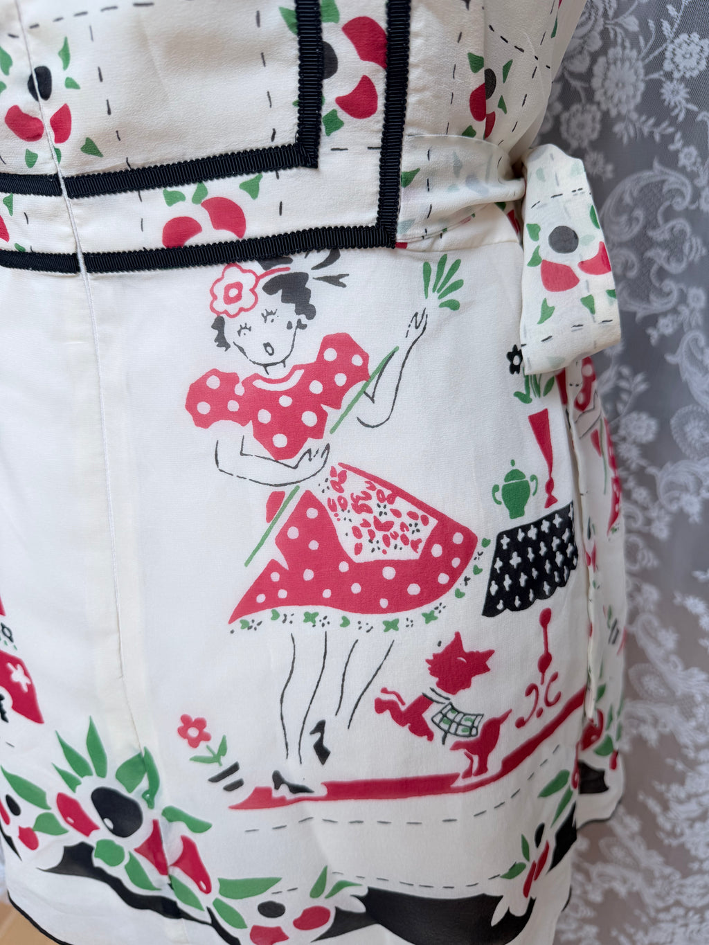 Rare Anna Sui Y2K Silk Folk Art Peplum Top | Catwalk Piece