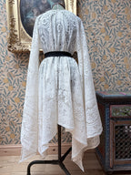 Cream Antique Lace Bell Sleeve Handmade Midi Dress