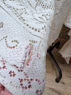 Cream Antique Lace Bell Sleeve Handmade Midi Dress