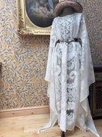 Cream Antique Lace Bell Sleeve Handmade Maxi Dress